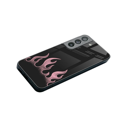 Retro Pink Flames stylish phone case for samsung galaxy s22 | glossy glass and slim fit