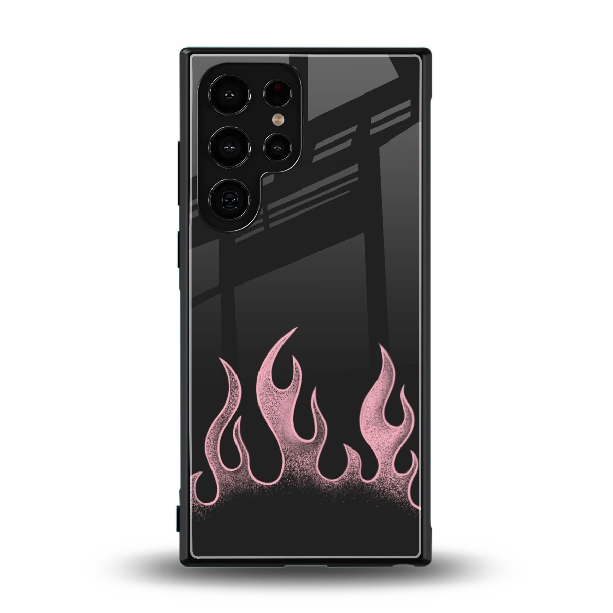 Retro Pink Flames back phone cover | glass case for samsung galaxy s23 ultra