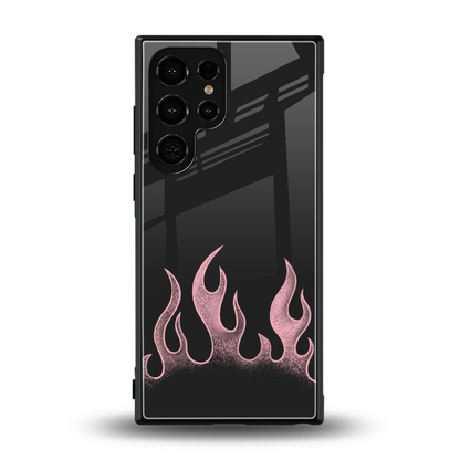 Retro Pink Flames back phone cover | glass case for samsung galaxy s23 ultra