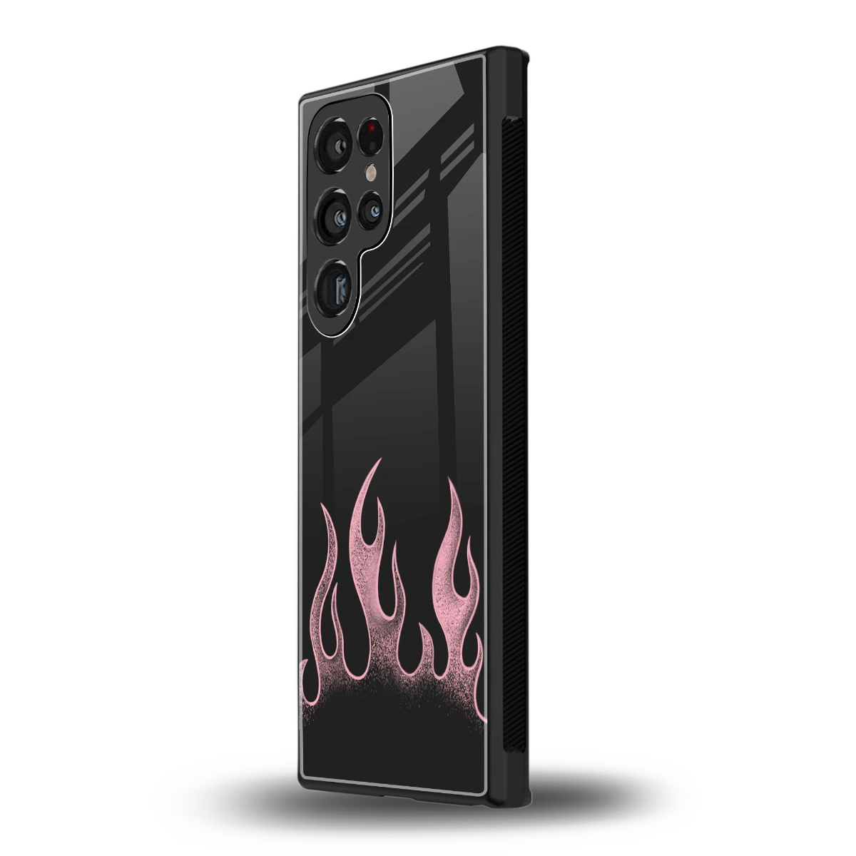 Retro Pink Flames samsung galaxy s24 ultra mobile cover | shockproof glass phone case