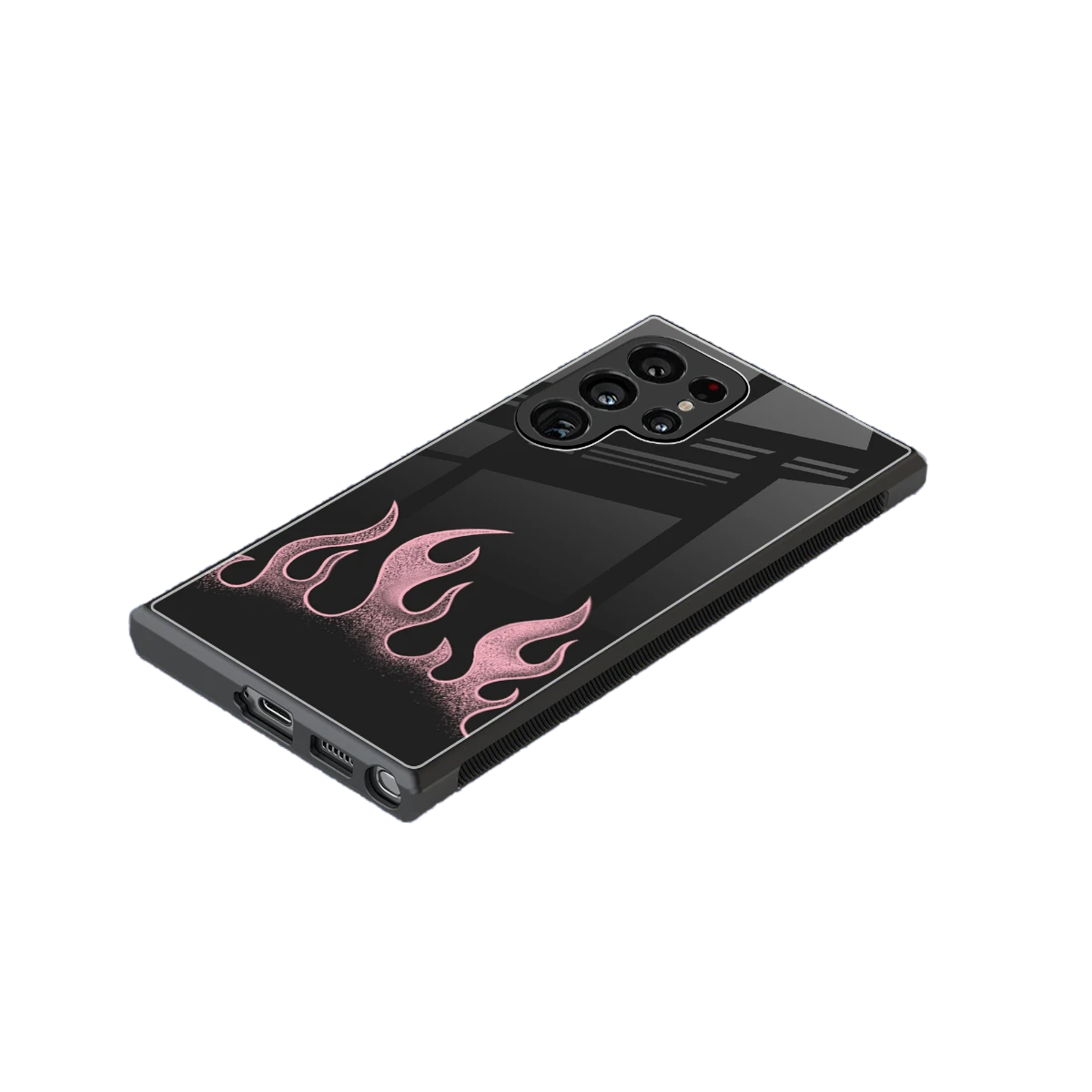 Retro Pink Flames stylish phone case for samsung galaxy s23 ultra | glossy glass and slim fit
