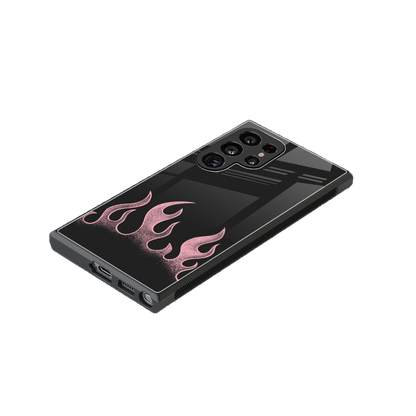 Retro Pink Flames stylish phone case for samsung galaxy s23 ultra | glossy glass and slim fit