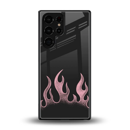 Retro Pink Flames back phone cover | glass case for samsung galaxy s25 ultra