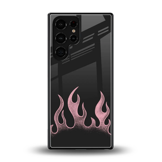 Retro Pink Flames back phone cover | glass case for samsung galaxy s25 ultra