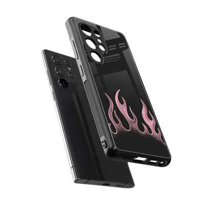 Retro Pink Flames sleek samsung galaxy s25 ultra cover with tempered glass back and TPU edges