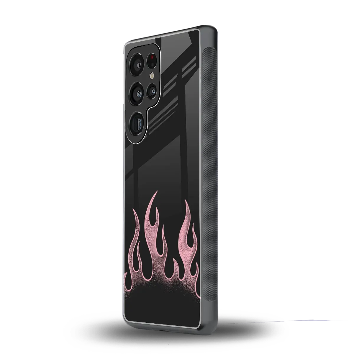 Retro Pink Flames samsung galaxy s25 ultra mobile cover | shockproof glass phone case