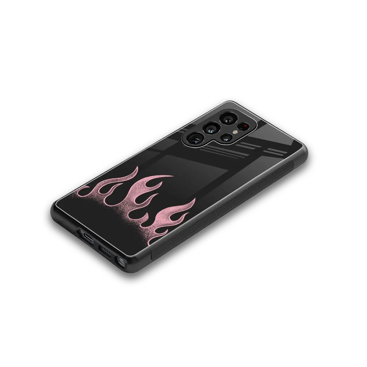 Retro Pink Flames stylish phone case for samsung galaxy s25 ultra | glossy glass and slim fit