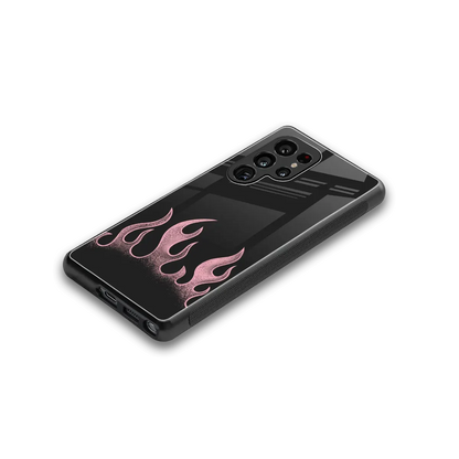 Retro Pink Flames stylish phone case for samsung galaxy s25 ultra | glossy glass and slim fit