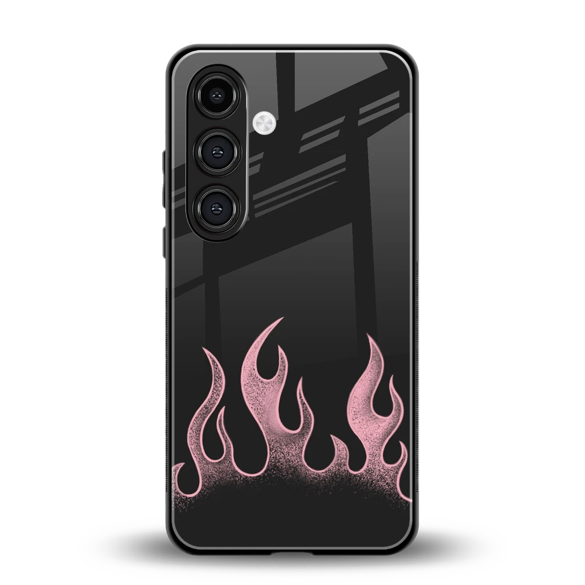 Retro Pink Flames back phone cover | glass case for samsung galaxy s25 fe