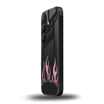 Retro Pink Flames samsung galaxy s24 mobile cover | shockproof glass phone case