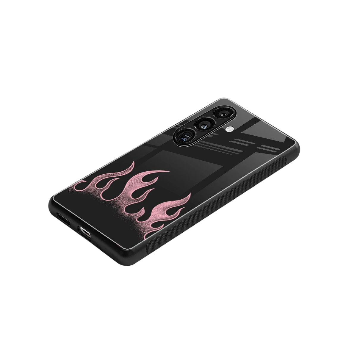 Retro Pink Flames stylish phone case for samsung galaxy s25 fe | glossy glass and slim fit
