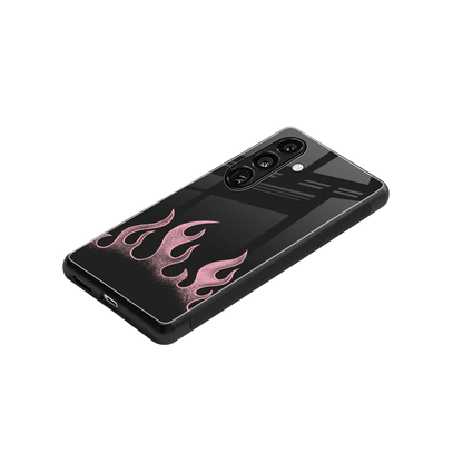 Retro Pink Flames stylish phone case for samsung galaxy s23 fe | glossy glass and slim fit