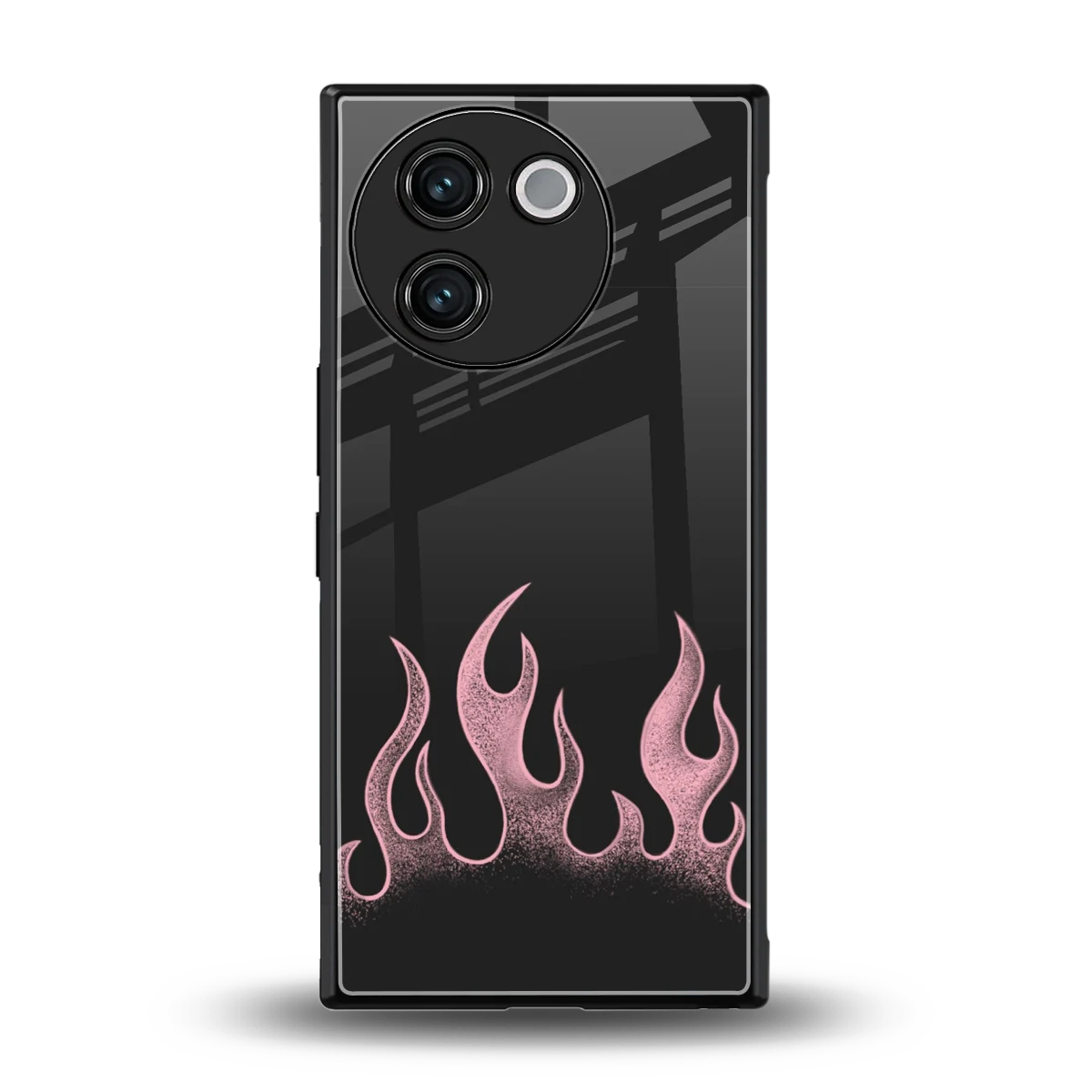 Retro Pink Flames back phone cover | glass case for vivo v30e