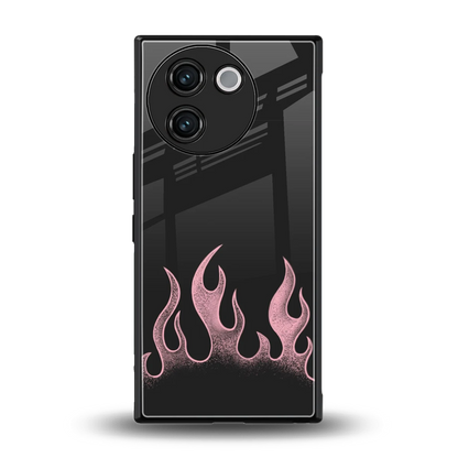 Retro Pink Flames back phone cover | glass case for vivo v30e