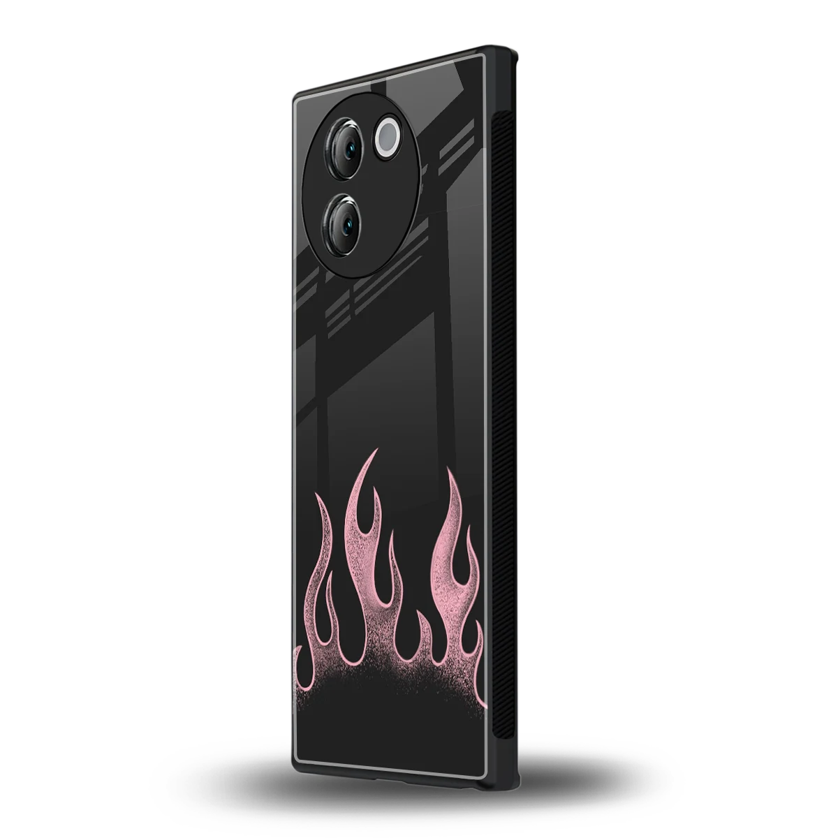 Retro Pink Flames vivo v30e mobile cover | shockproof glass phone case