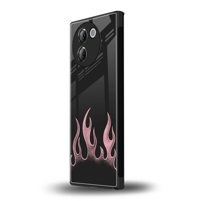 Retro Pink Flames vivo v30e mobile cover | shockproof glass phone case
