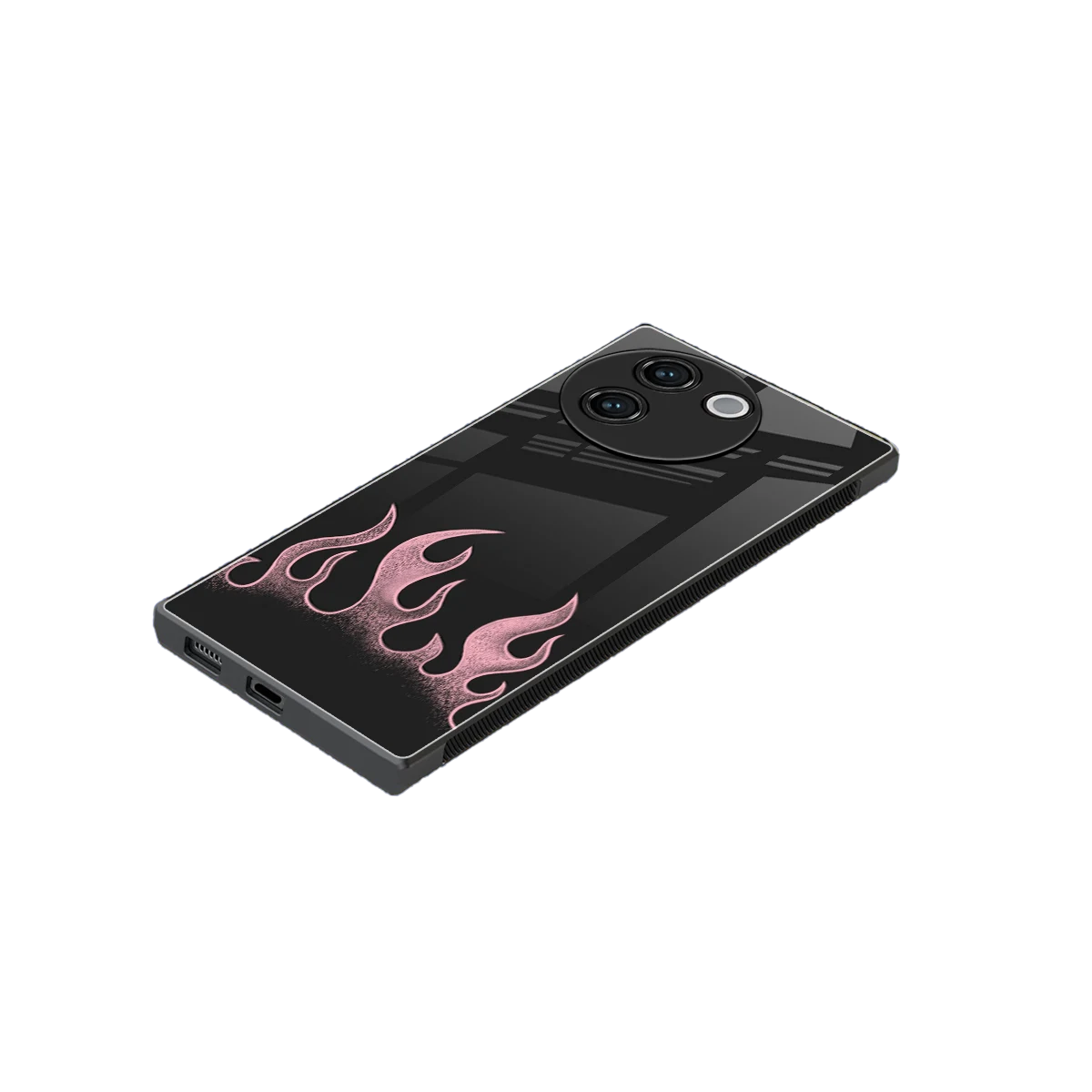 Retro Pink Flames stylish phone case for vivo v30e | glossy glass and slim fit