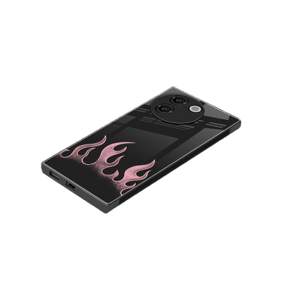 Retro Pink Flames stylish phone case for vivo v30e | glossy glass and slim fit