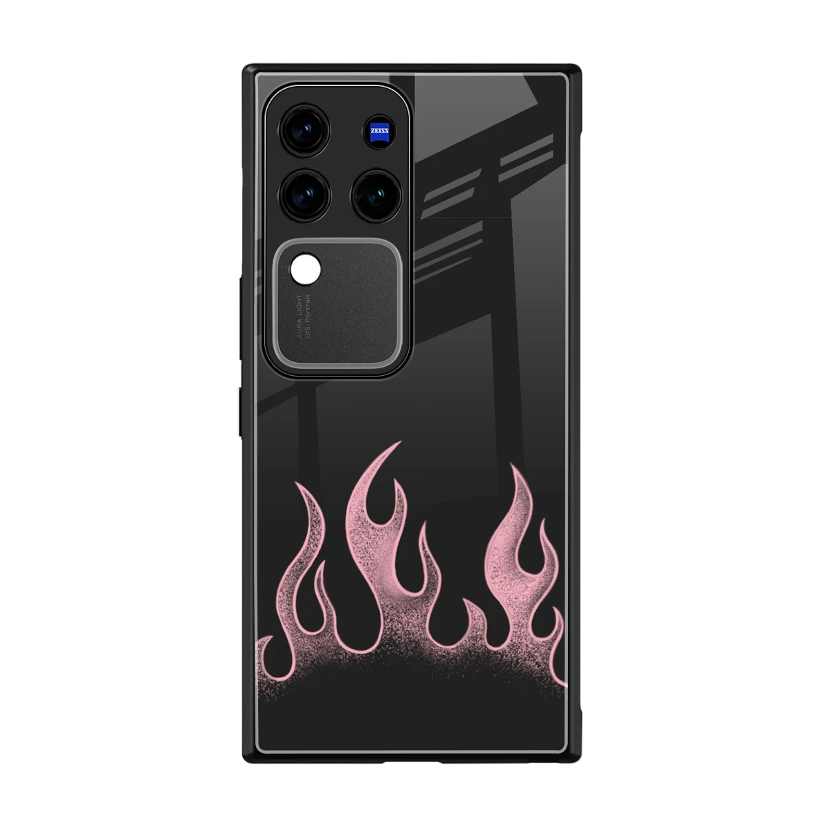 Retro Pink Flames back phone cover | glass case forvivo v30 pro