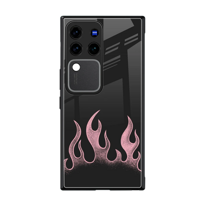 Retro Pink Flames back phone cover | glass case forvivo v30 pro