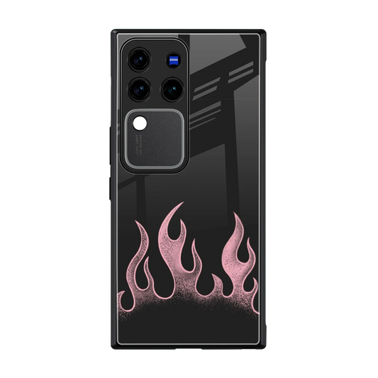 Retro Pink Flames back phone cover | glass case forvivo v30 pro