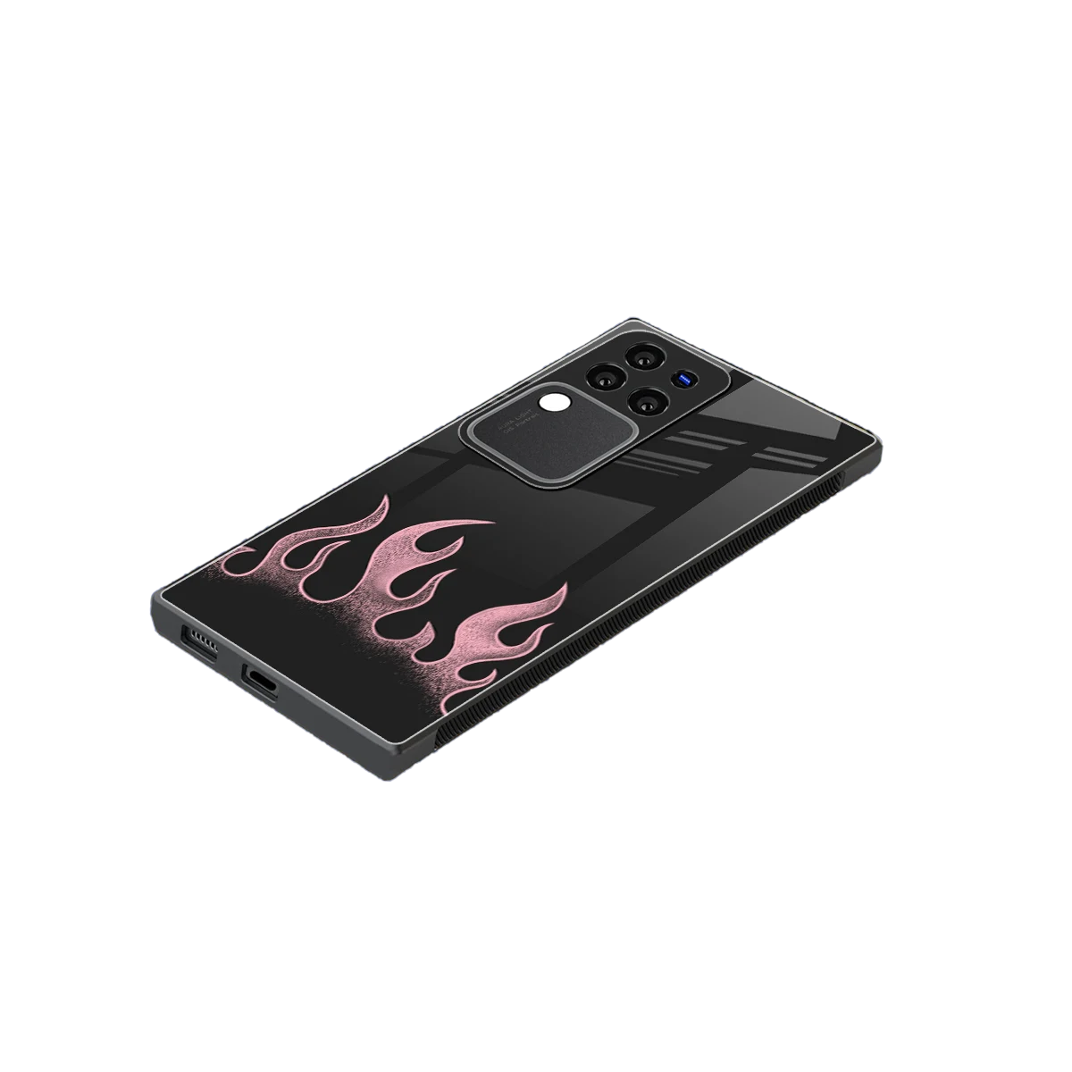 Retro Pink Flames stylish phone case forvivo v30 pro | glossy glass and slim fit