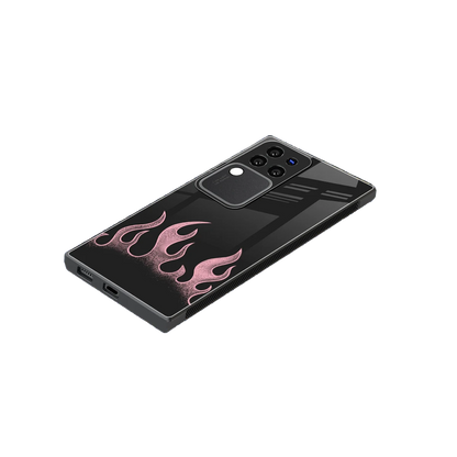 Retro Pink Flames stylish phone case forvivo v30 pro | glossy glass and slim fit