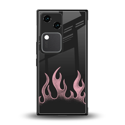 Retro Pink Flames back phone cover | glass case for vivo v30