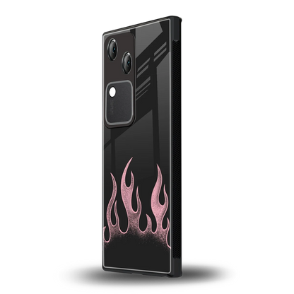 Retro Pink Flames vivo v30 mobile cover | shockproof glass phone case