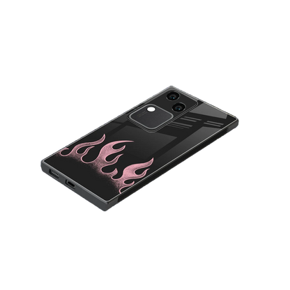 Retro Pink Flames stylish phone case for vivo v30 | glossy glass and slim fit