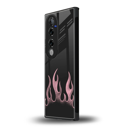 Retro Pink Flames vivo v40 pro mobile cover | shockproof glass phone case