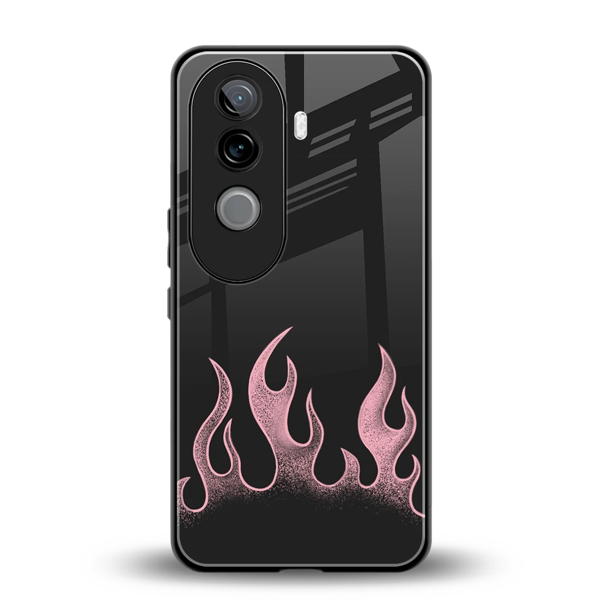 Retro Pink Flames back phone cover | glass case for vivo v40e