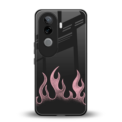 Retro Pink Flames back phone cover | glass case for vivo v40e