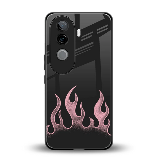 Retro Pink Flames back phone cover | glass case for vivo v40e