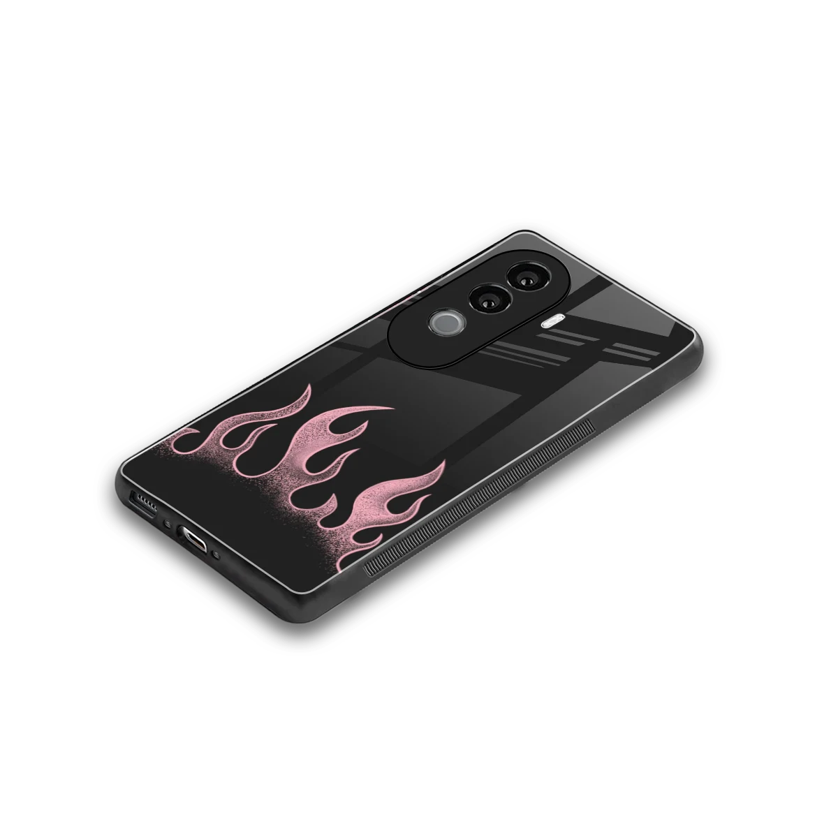 Retro Pink Flames stylish phone case for vivo v40e | glossy glass and slim fit