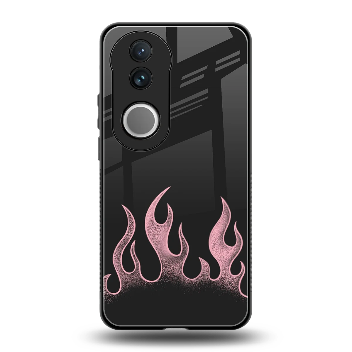 Retro Pink Flames back phone cover | glass case for vivo v50