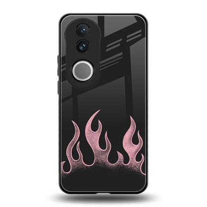 Retro Pink Flames back phone cover | glass case for vivo v50