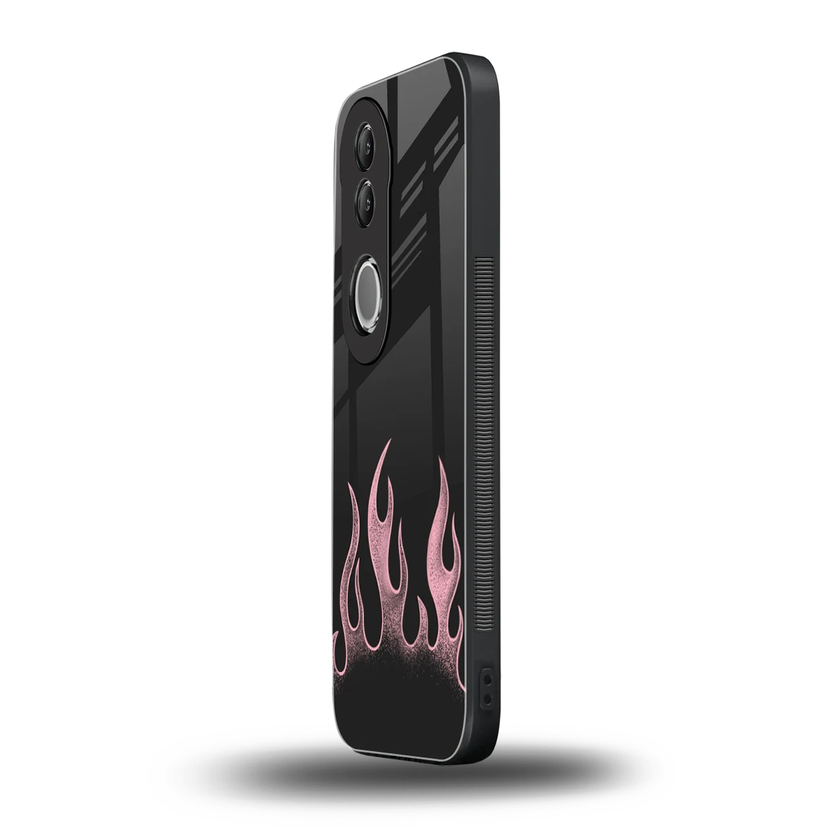 Retro Pink Flames vivo v50 mobile cover | shockproof glass phone case