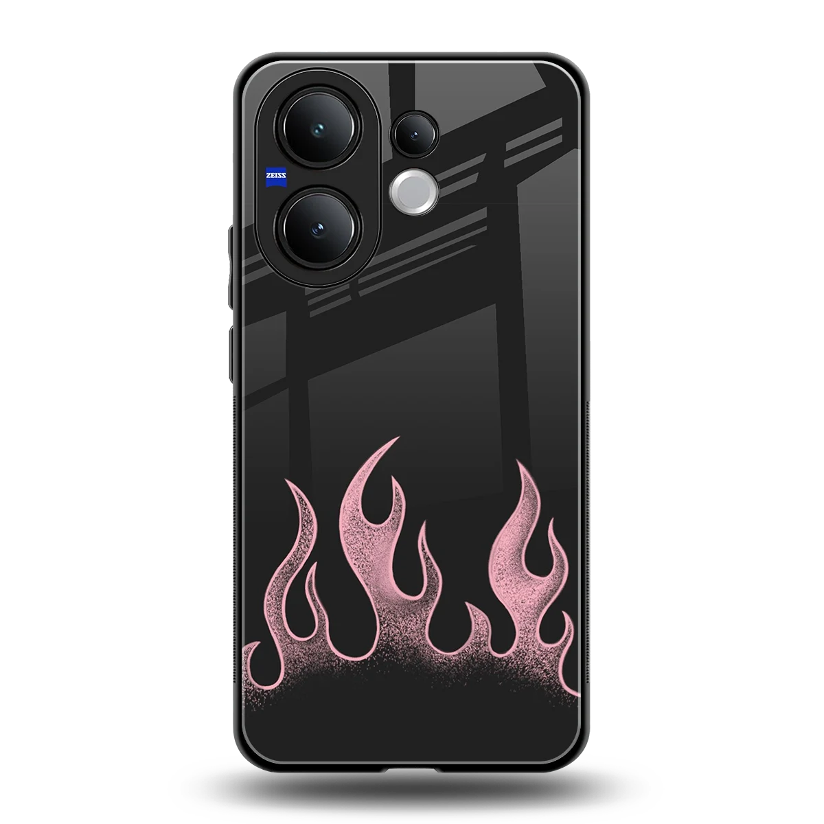 Retro Pink Flames back phone cover | glass case for vivo v60