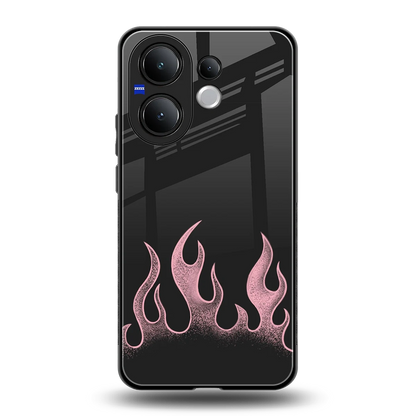 Retro Pink Flames back phone cover | glass case for vivo v60