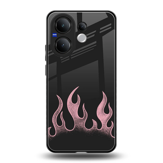 Retro Pink Flames back phone cover | glass case for vivo v60
