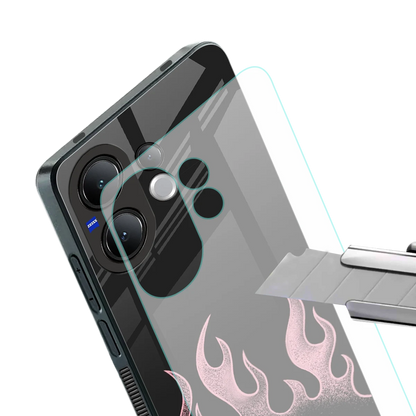 Retro Pink Flames stylish phone case for vivo v60 | glossy glass and slim fit