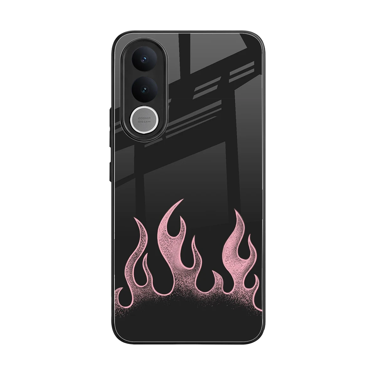 Retro Pink Flames back phone cover | glass case for vivo v70 fe