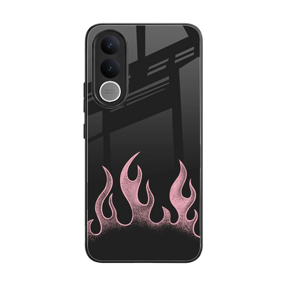 Retro Pink Flames back phone cover | glass case for vivo v70 fe