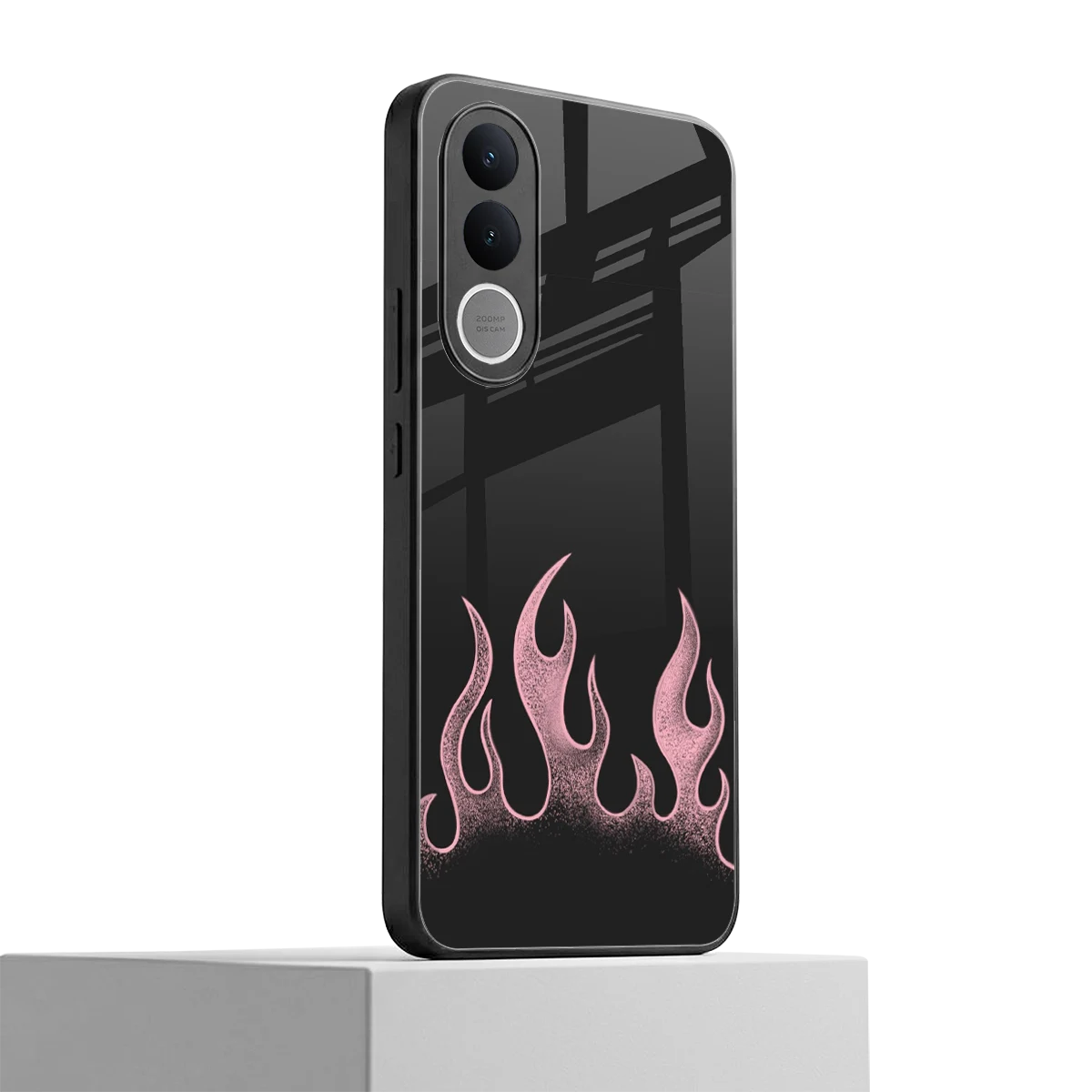 Retro Pink Flames vivo v70 fe mobile cover | shockproof glass phone case