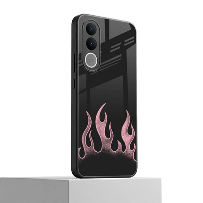 Retro Pink Flames vivo v70 fe mobile cover | shockproof glass phone case
