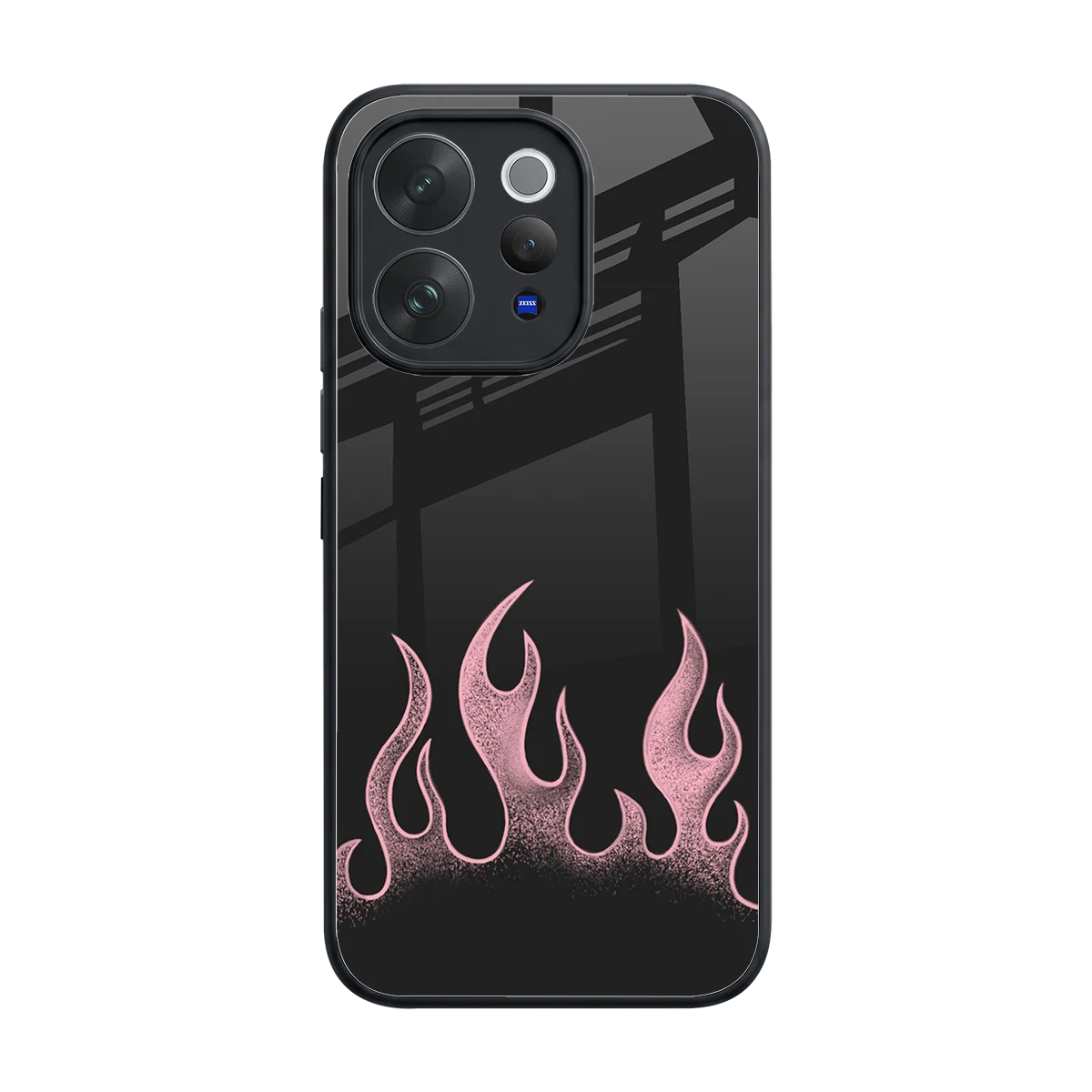 Retro Pink Flames back phone cover | glass case for vivo v70