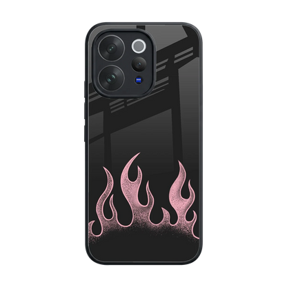 Retro Pink Flames back phone cover | glass case for vivo v70