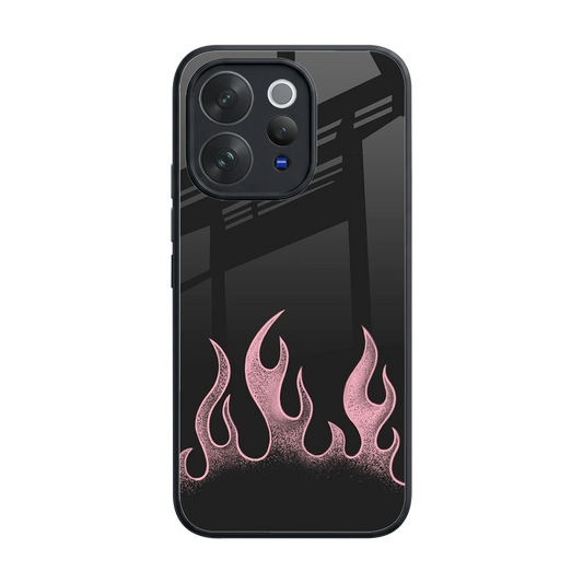 Retro Pink Flames back phone cover | glass case for vivo v70 elite