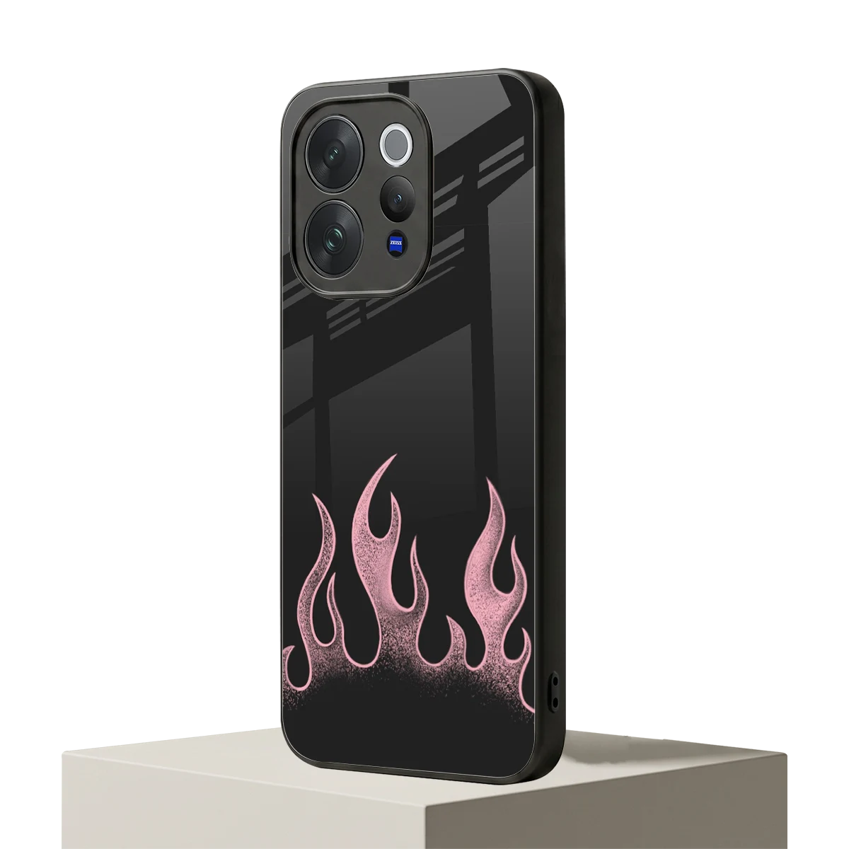 Retro Pink Flames vivo v70 mobile cover | shockproof glass phone case
